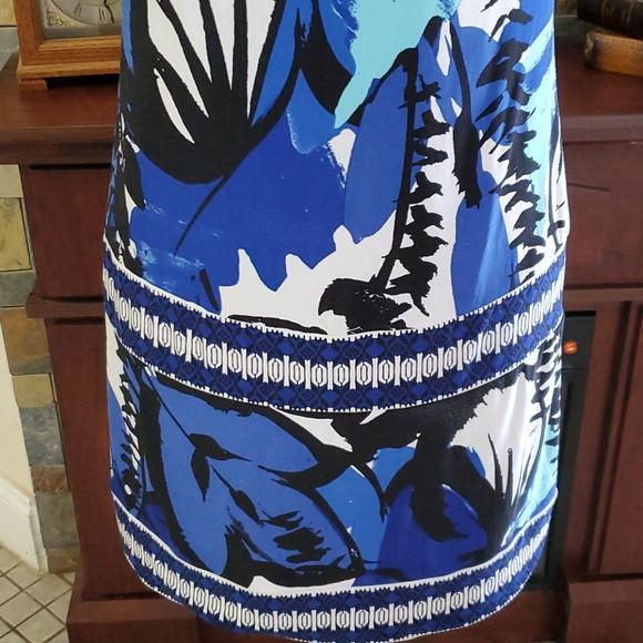INC Blue Black Retro 90s Abstract Print Sleeveless Stretchy Mini Dress - Picture 3 of 9